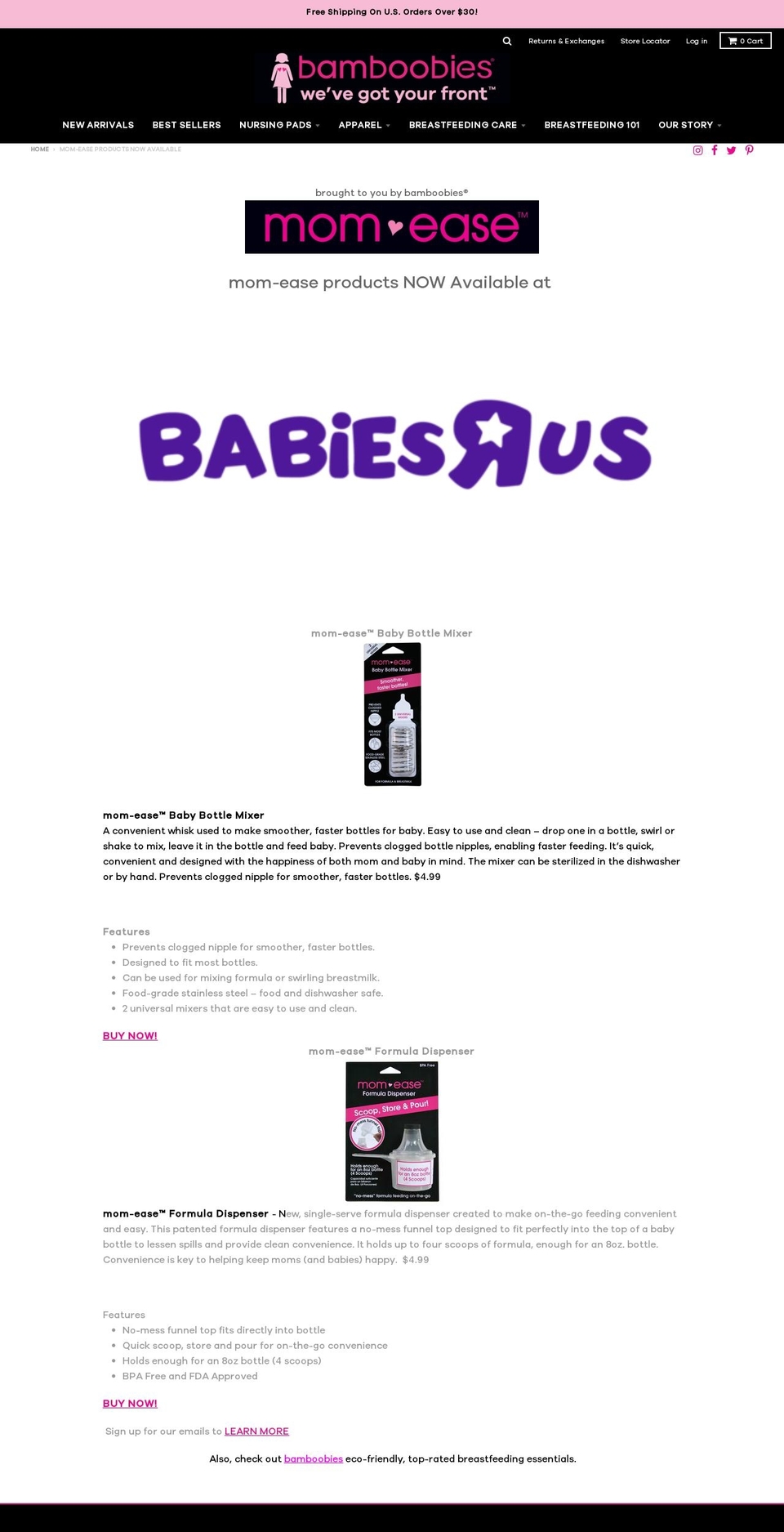mom-ease.com — Shopify storefront screenshot