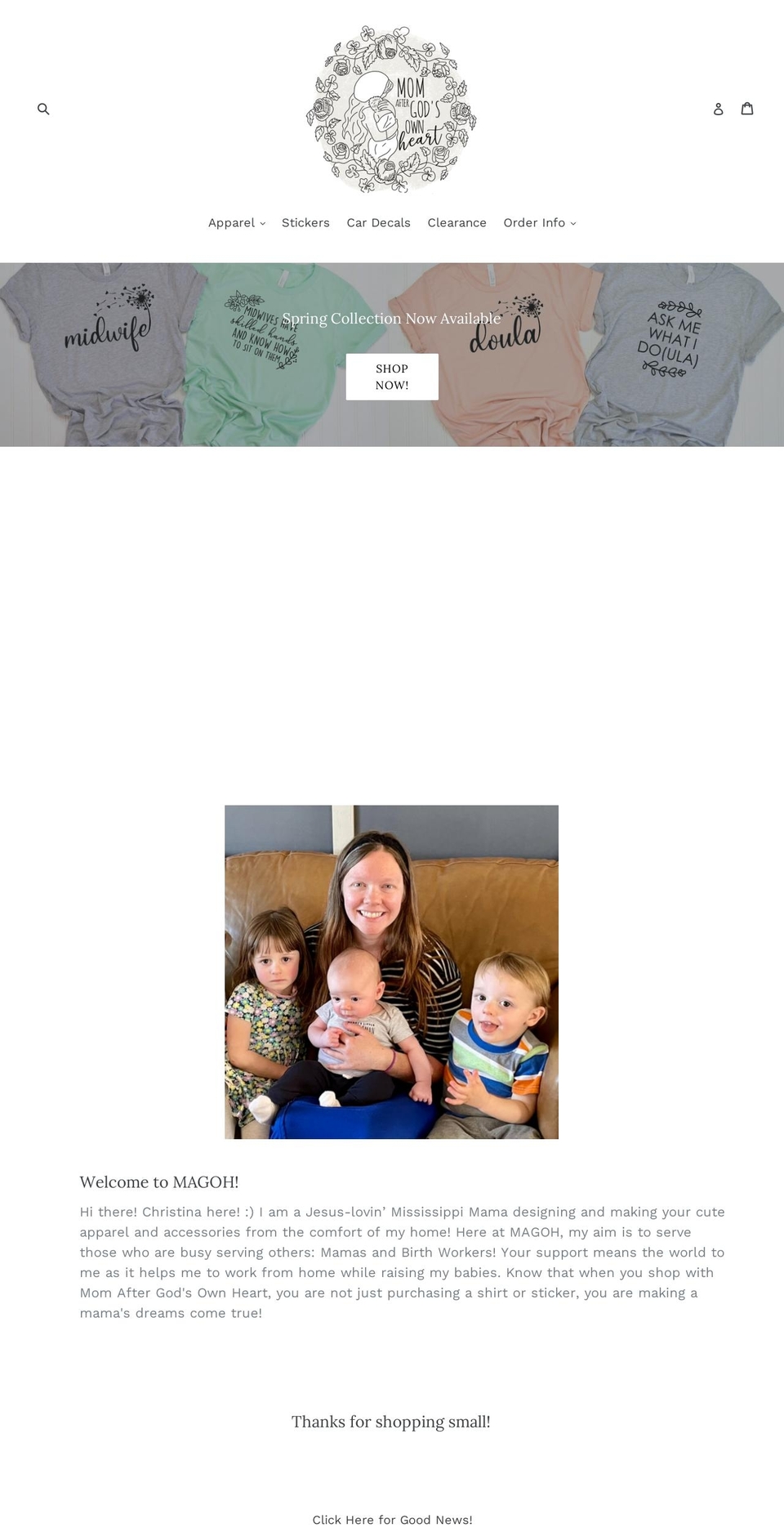 momaftergodsownheart.com shopify website screenshot