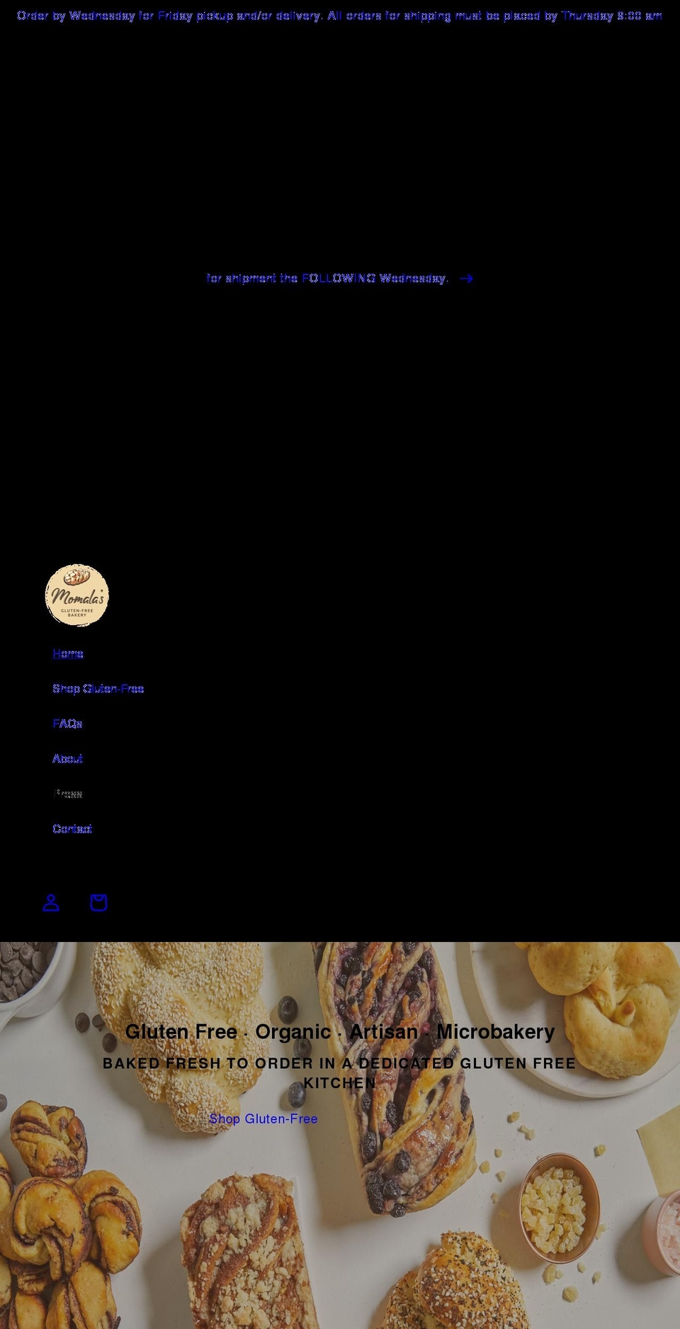 momalasglutenfreebakery.com shopify website screenshot