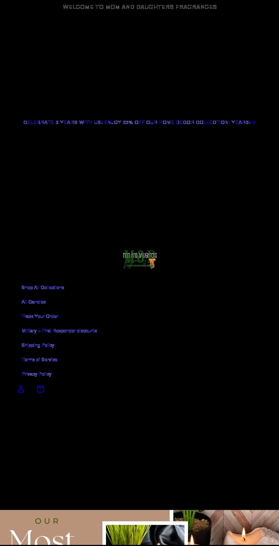 momanddaughtersfragrances.com shopify website screenshot