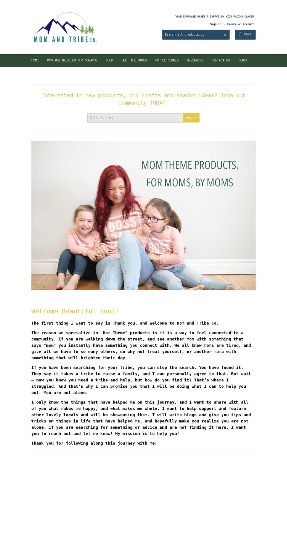 momandtribeco.com shopify website screenshot