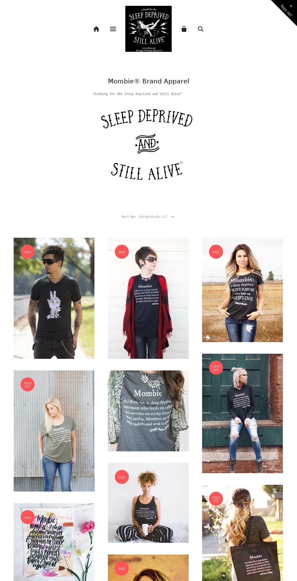 mombieclothing.com shopify website screenshot