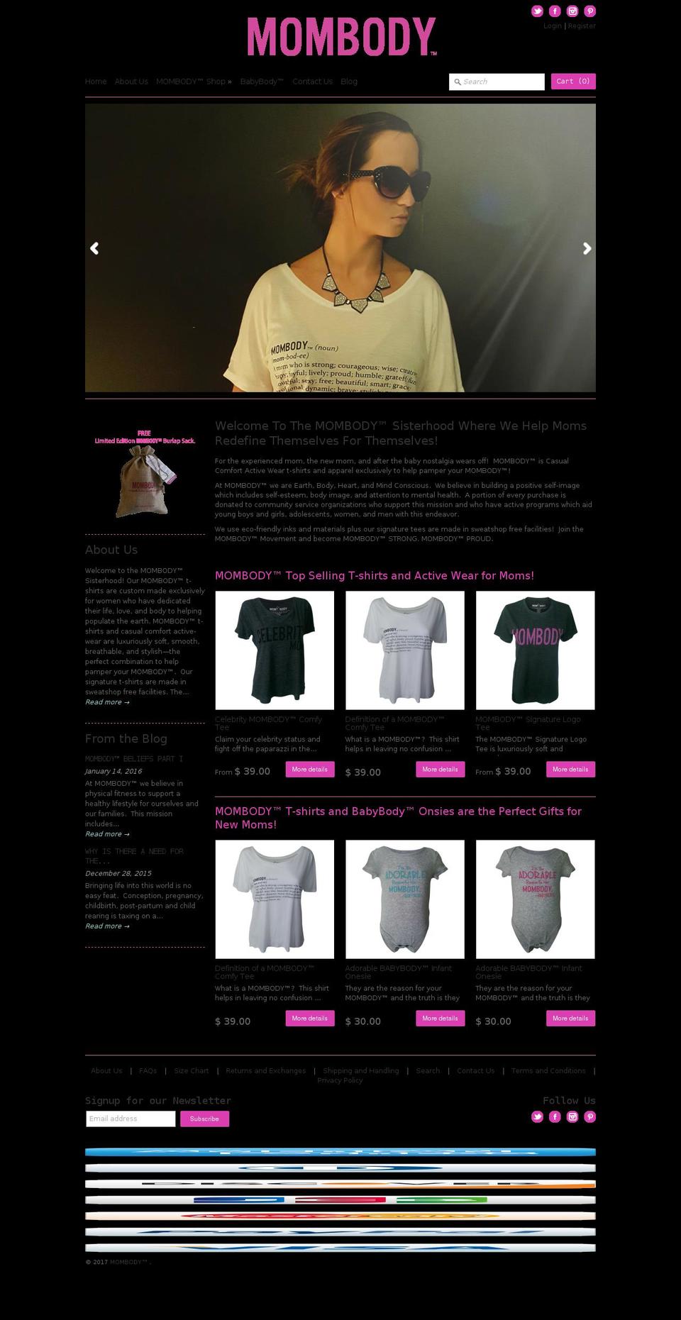 mombodytee.com shopify website screenshot