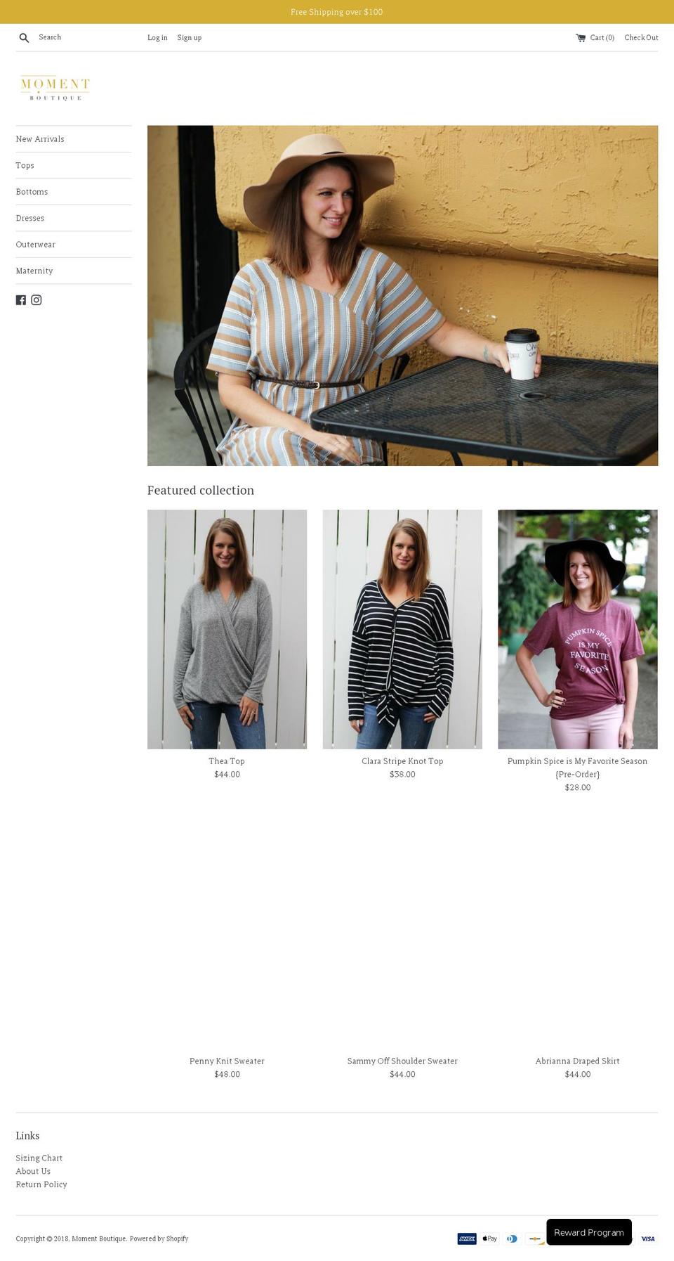 moment-boutique.com — Shopify storefront screenshot