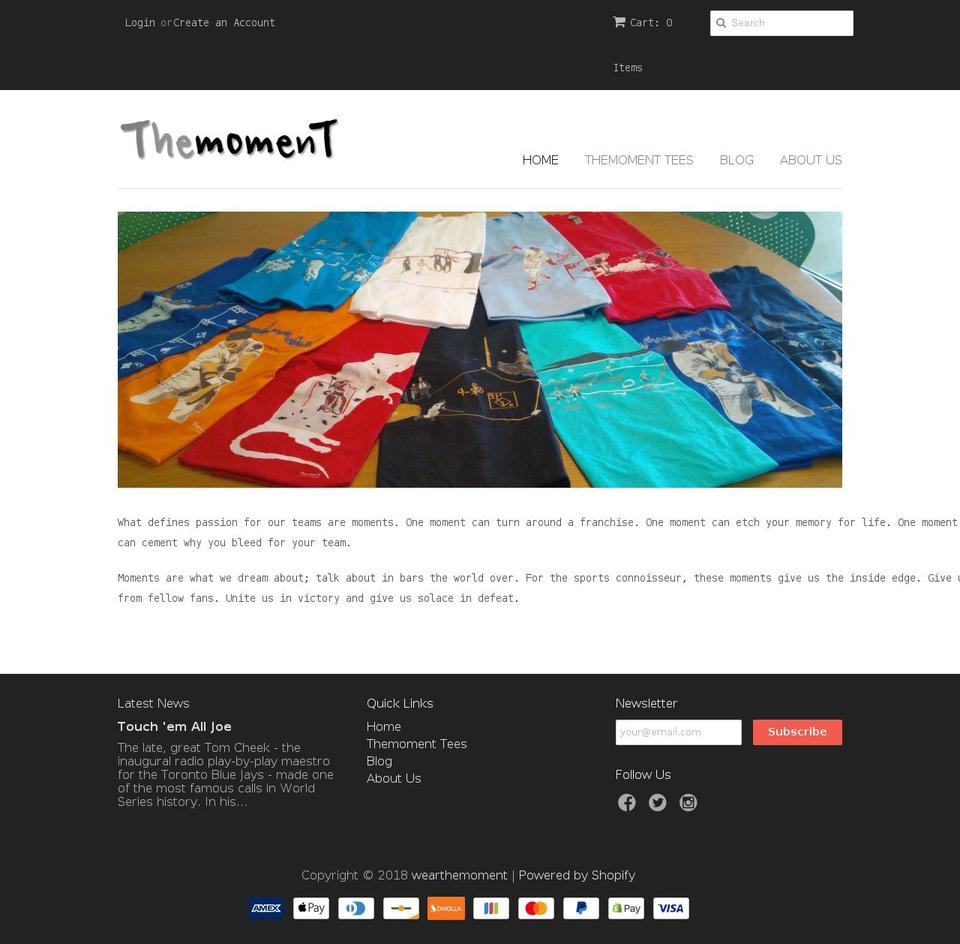 moment-tee.com — Shopify storefront screenshot