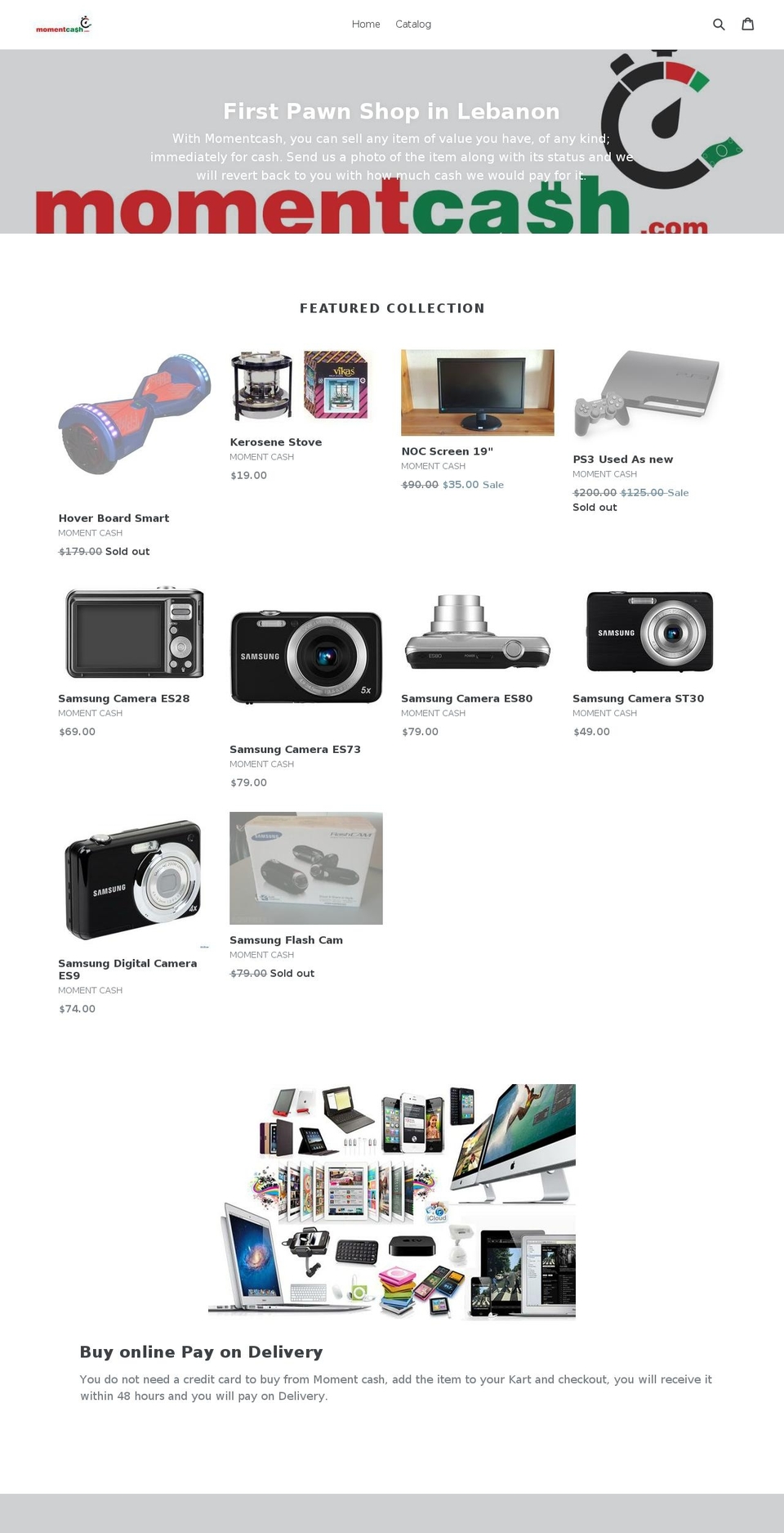 momentcash.com shopify website screenshot