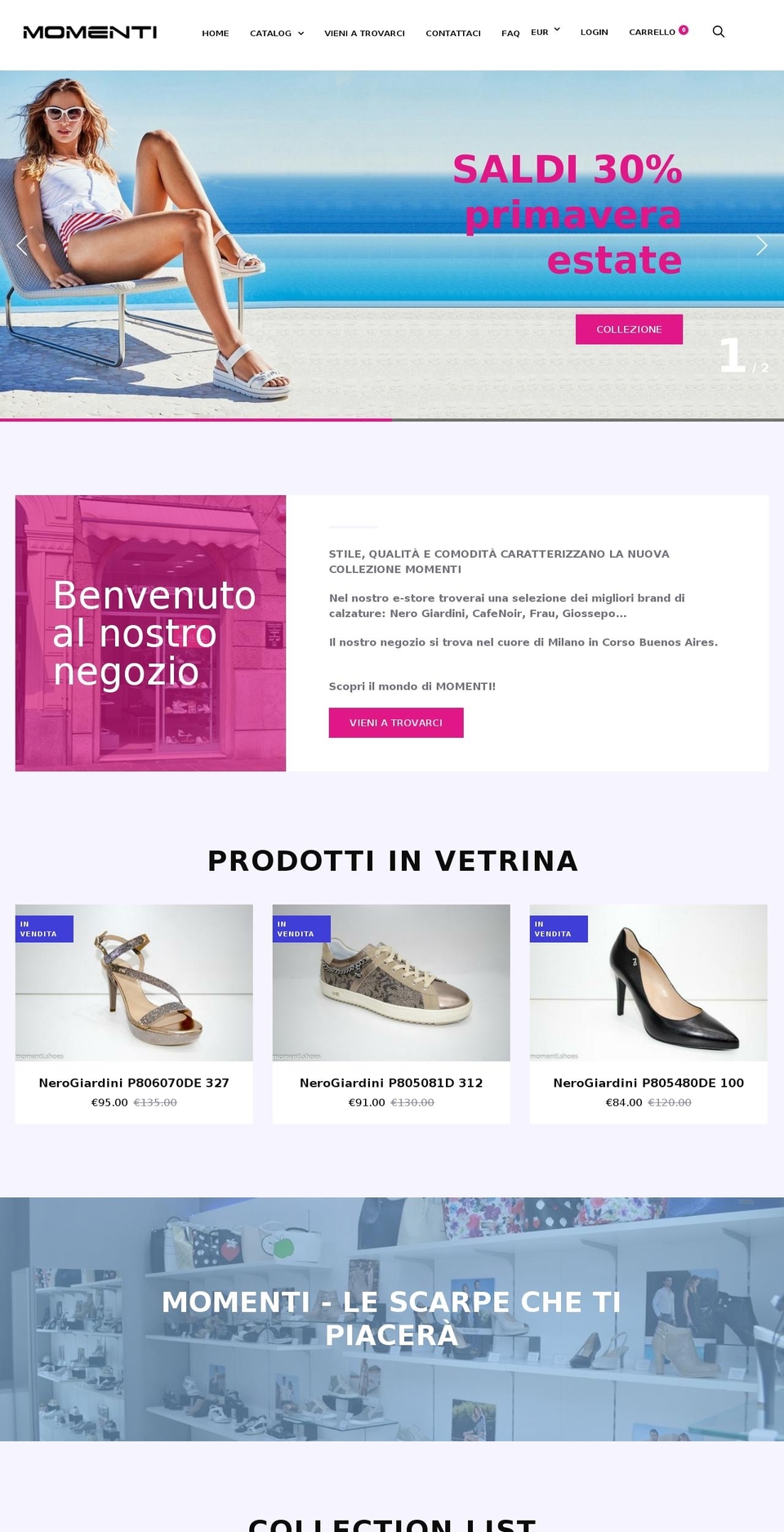 momenti.shoes shopify website screenshot
