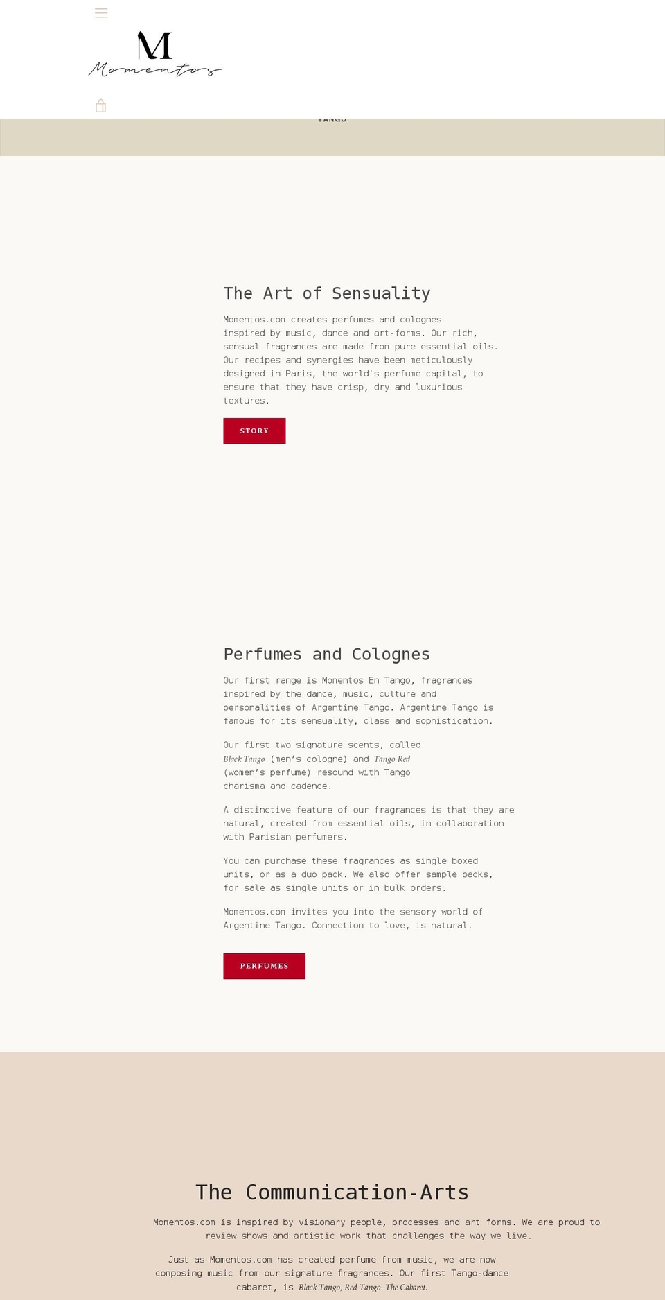 momentosentango.com shopify website screenshot