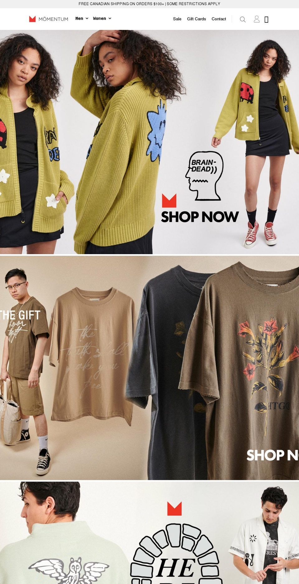 momentumshop.ca shopify website screenshot
