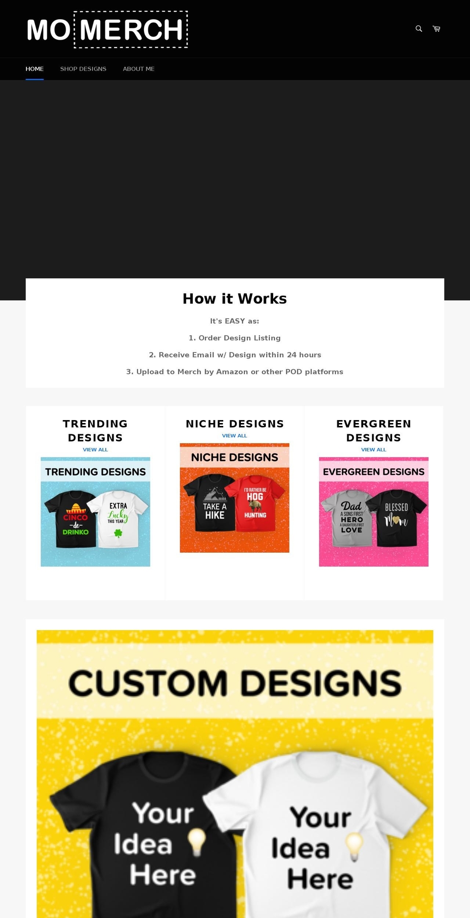 momerch.com shopify website screenshot