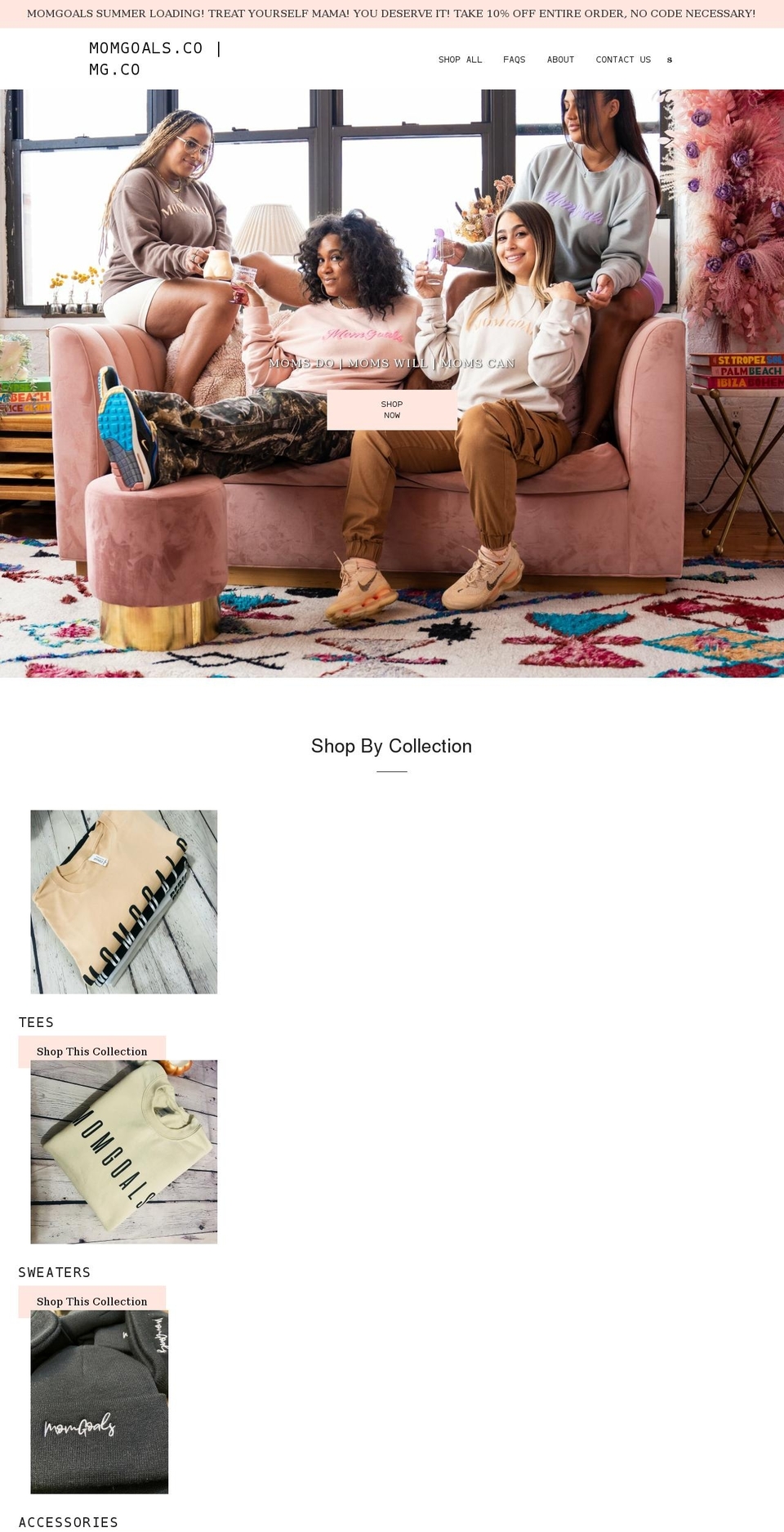 momgoalsco.com shopify website screenshot