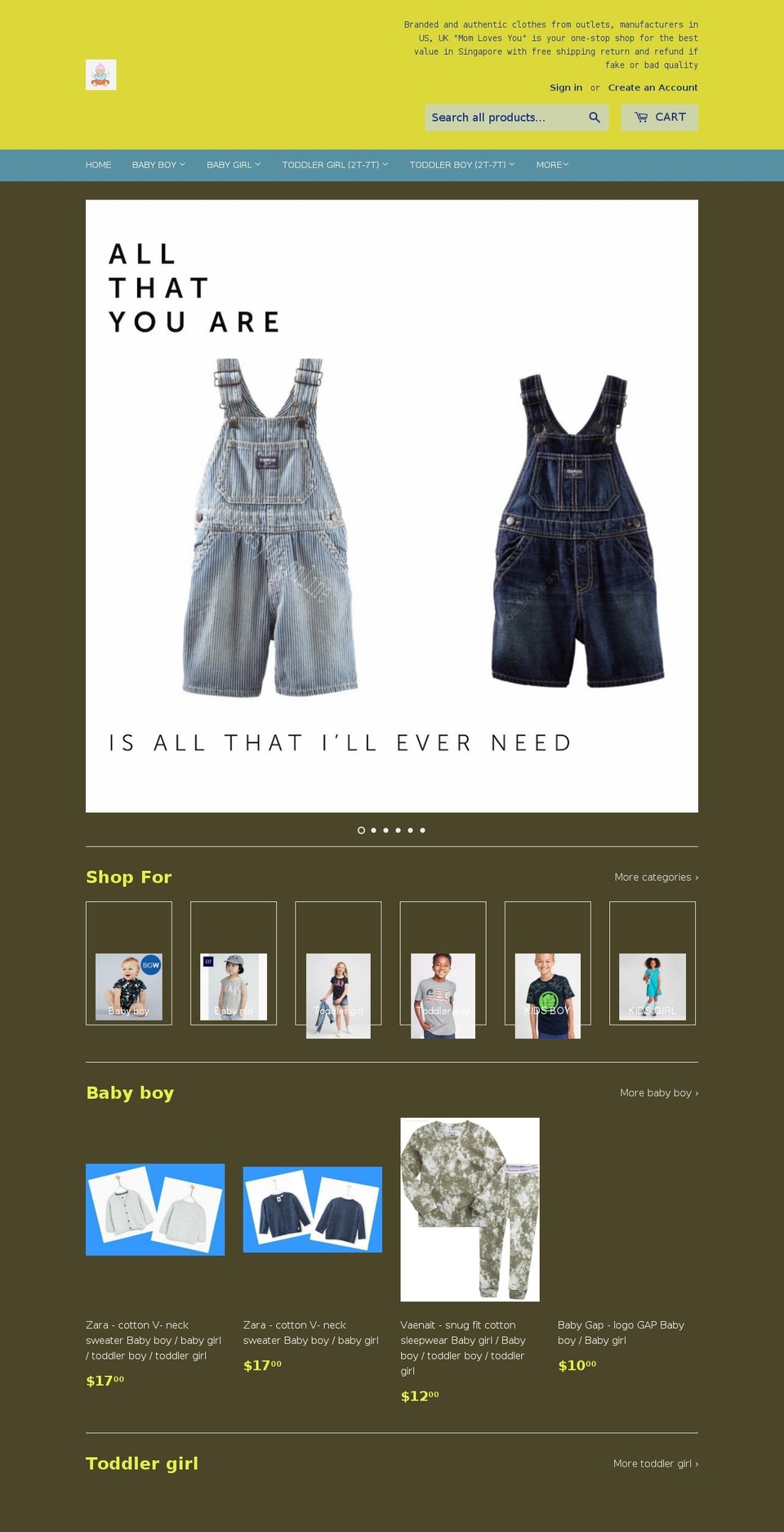 momlovesyou.online shopify website screenshot