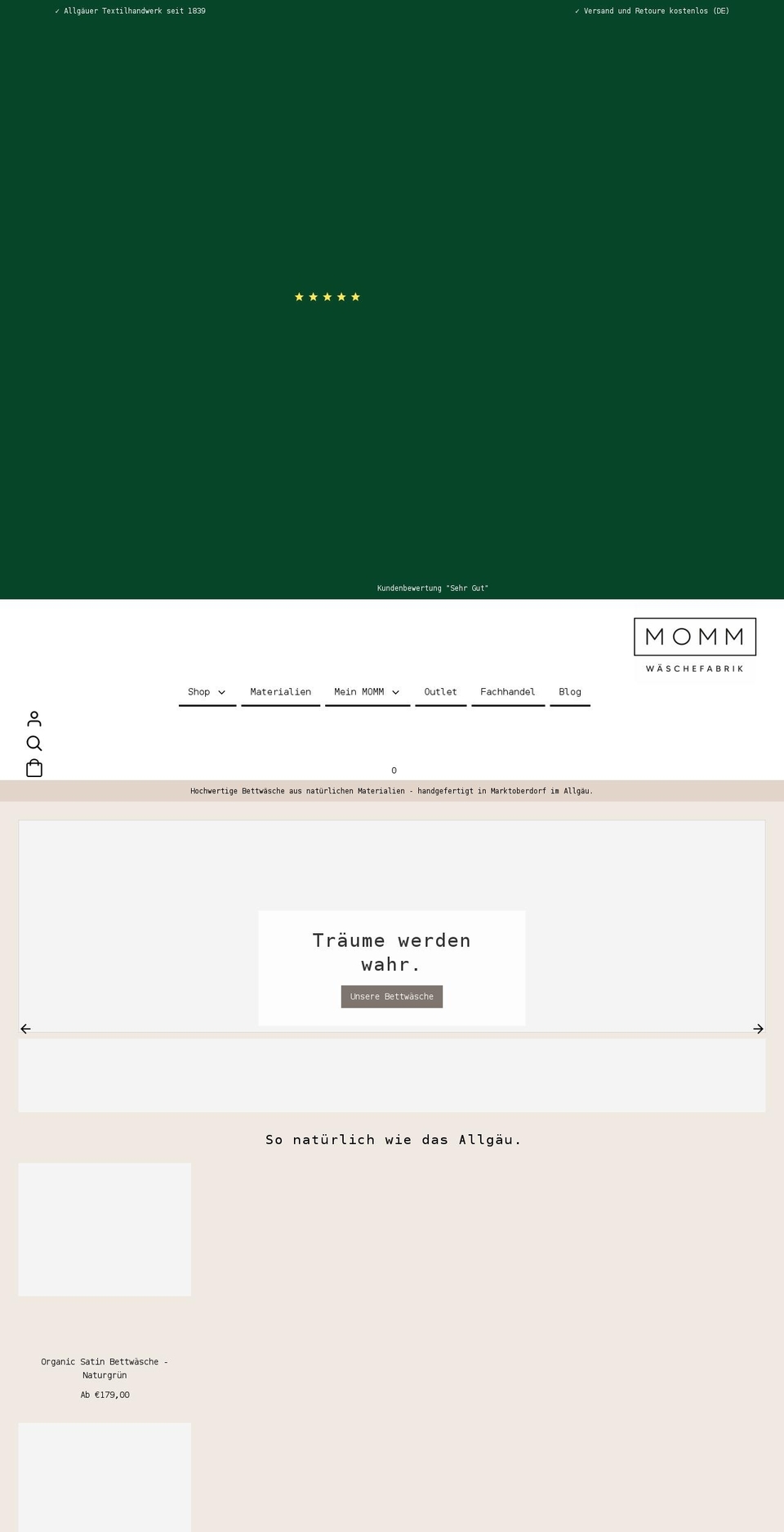 momm-bettwaesche.de shopify website screenshot