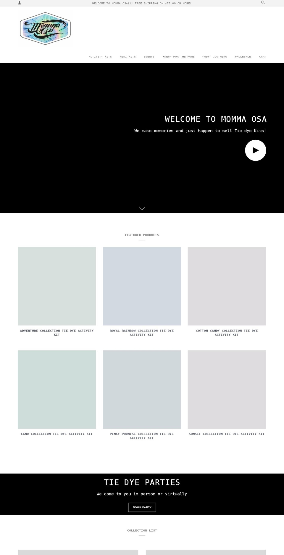 mommaosa.com shopify website screenshot