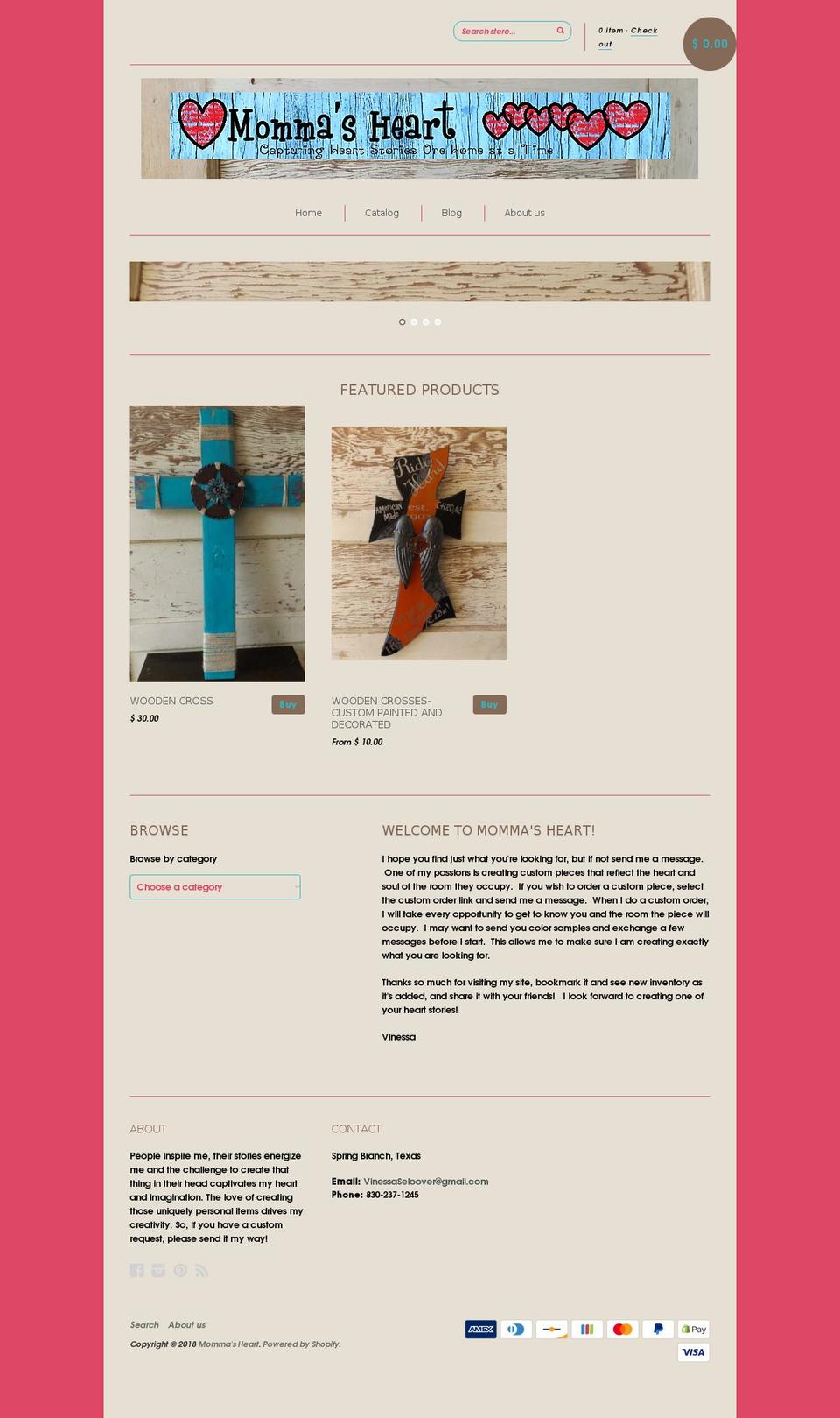 mommasheart.net shopify website screenshot