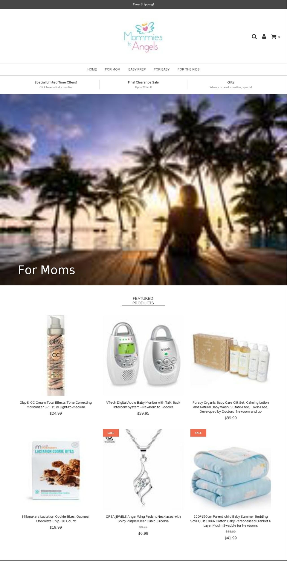 mommiestoangels.com — Shopify storefront screenshot