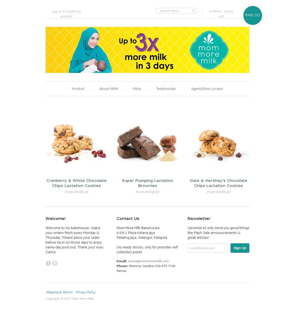 mommoremilk.com shopify website screenshot