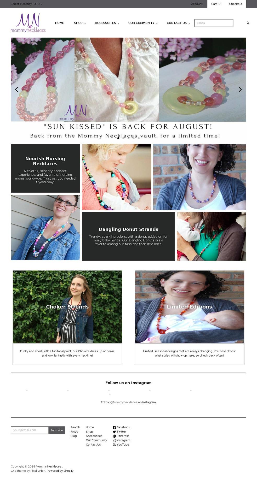 mommynecklaces.com shopify website screenshot