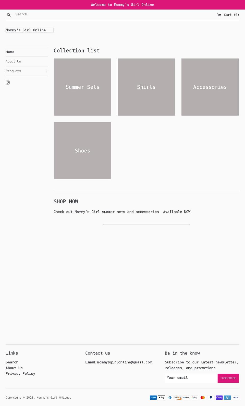 mommysgirlonline.com shopify website screenshot