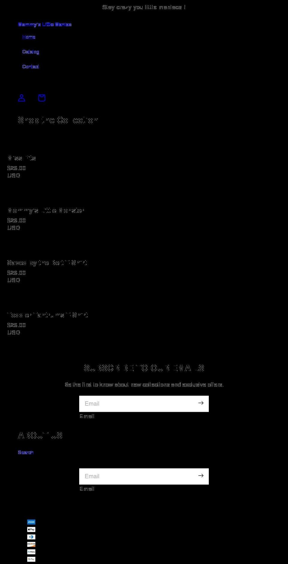 mommyslittlemaniac.com shopify website screenshot