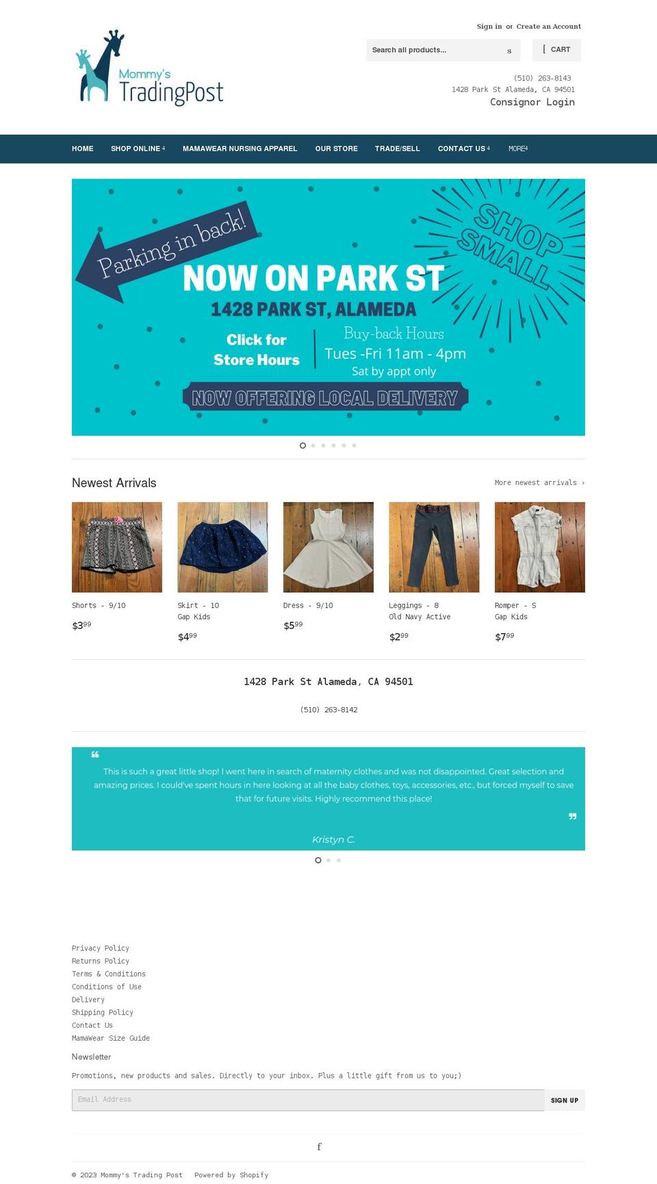 mommystradingpost.com shopify website screenshot