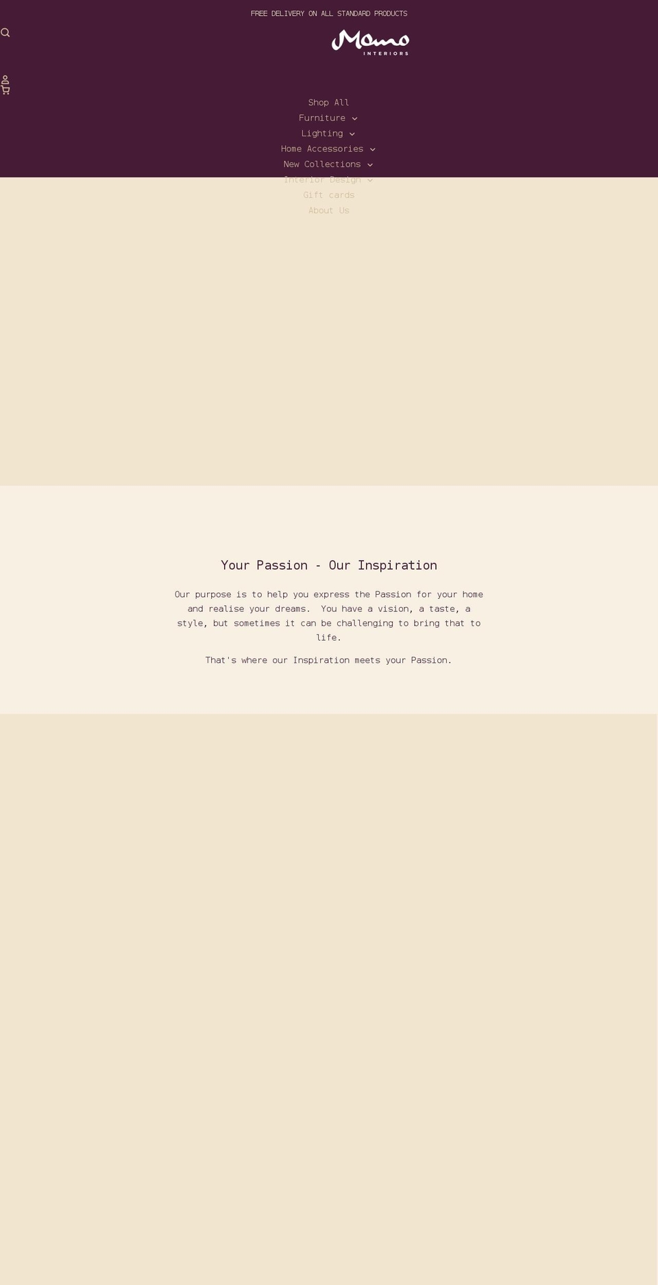 momo-interiors.com shopify website screenshot