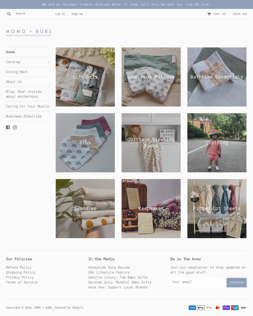 momoandbubs.com shopify website screenshot