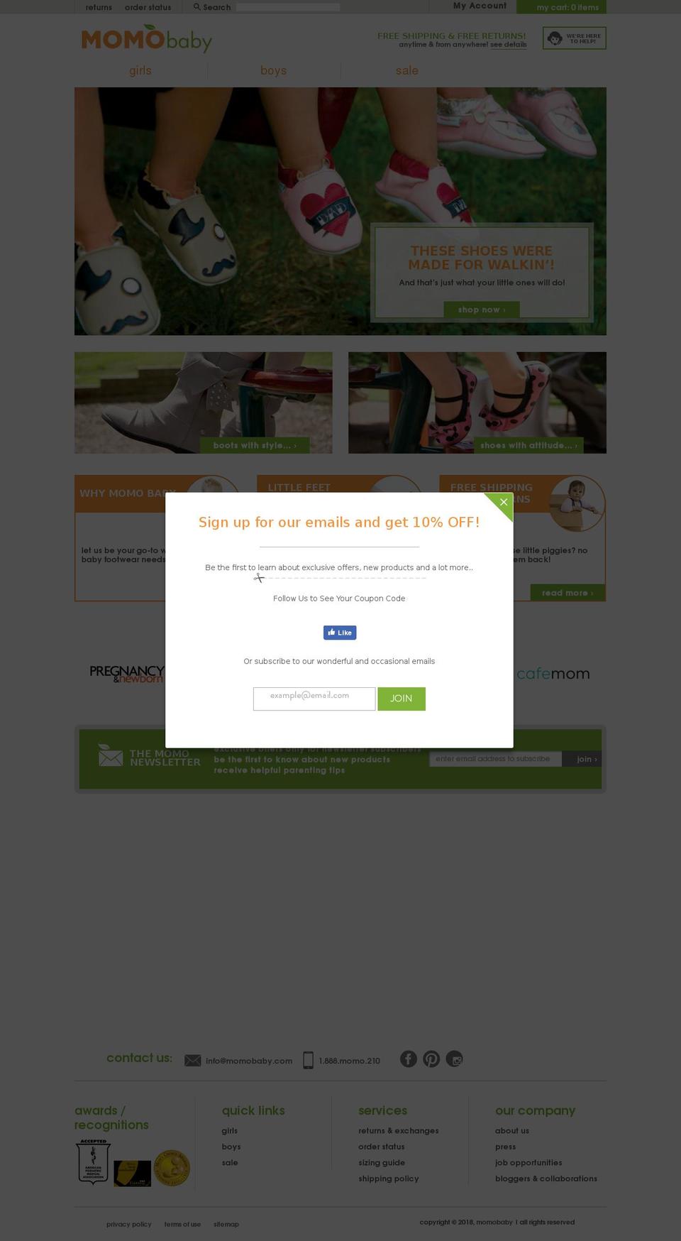 momobaby.com shopify website screenshot