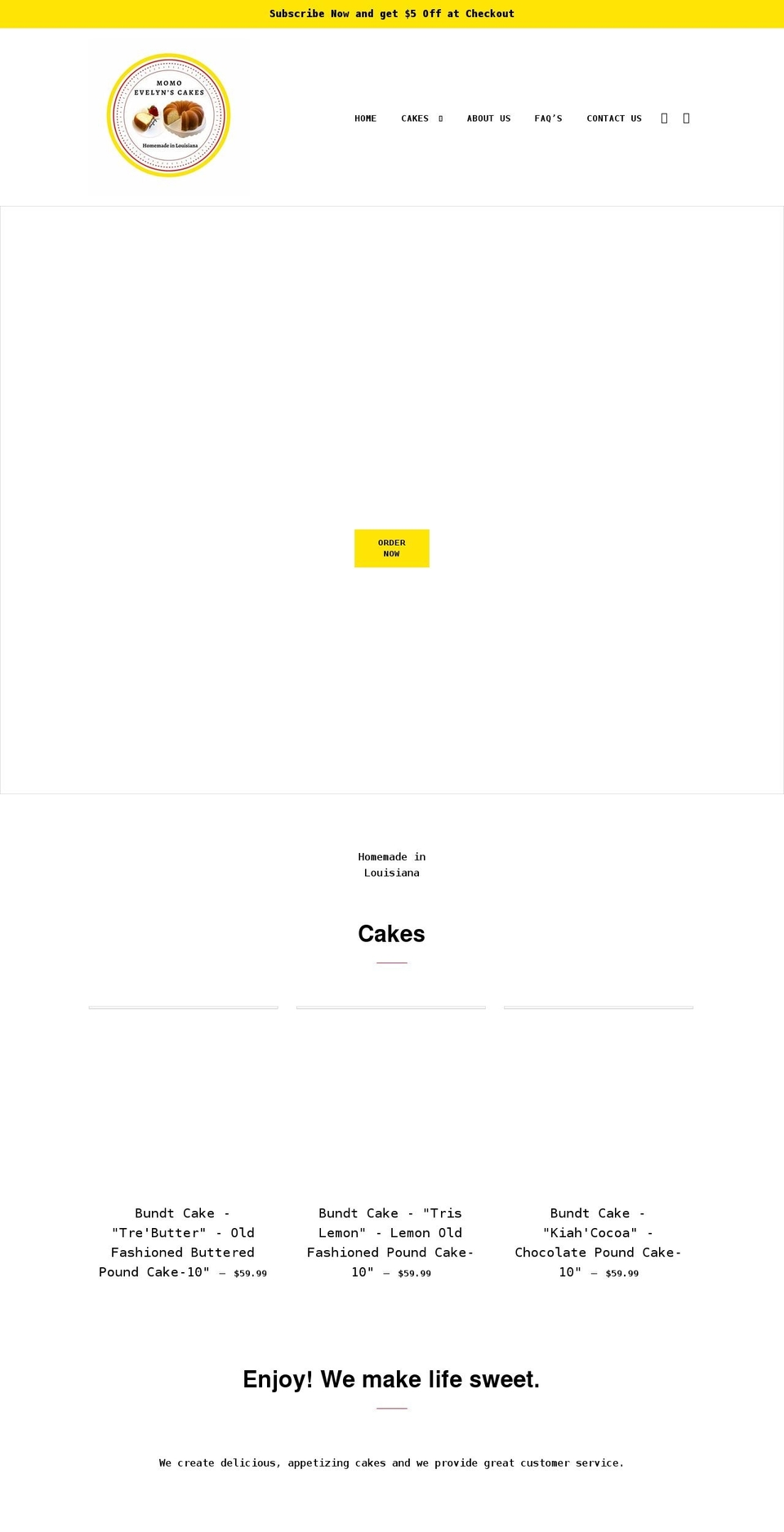 momoevelynscakes.com shopify website screenshot