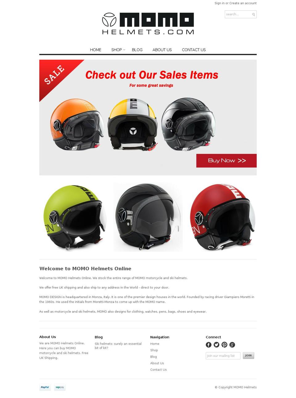 momohelmets.com shopify website screenshot