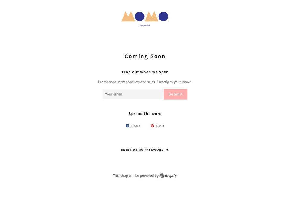 momoparty.com shopify website screenshot