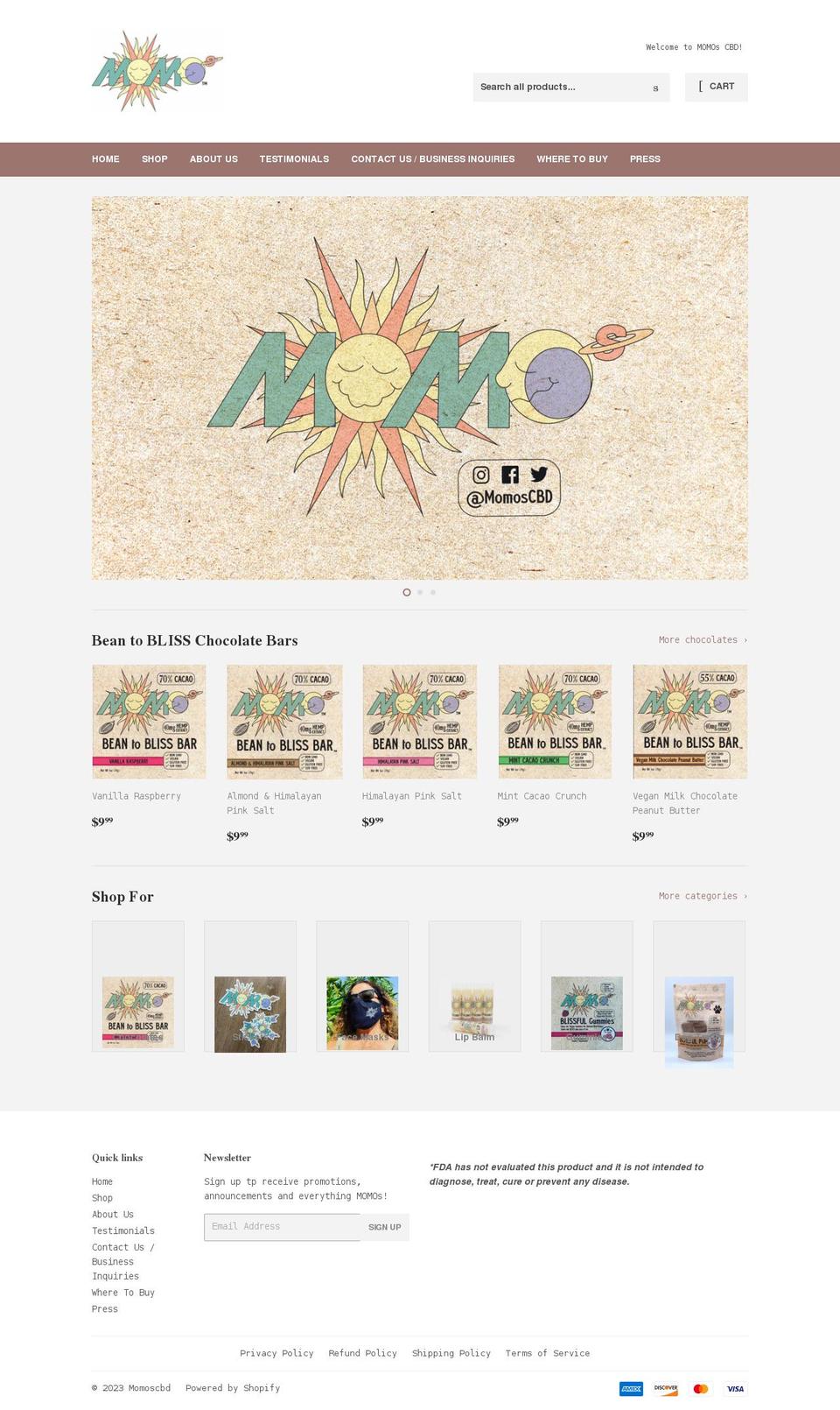 momoscbd.com shopify website screenshot