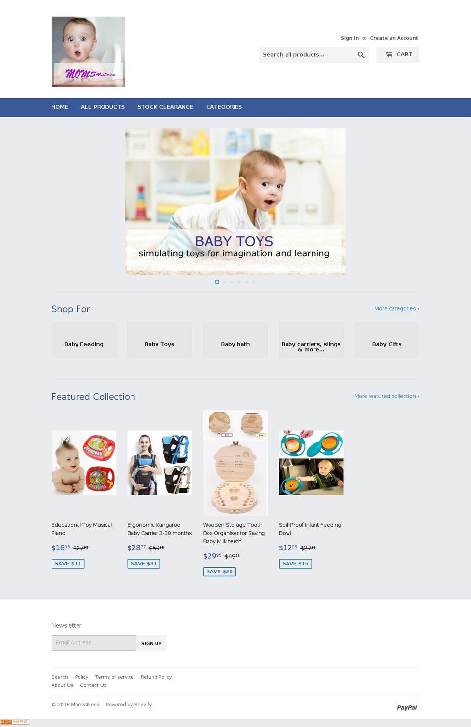 moms4less.com — Shopify storefront screenshot