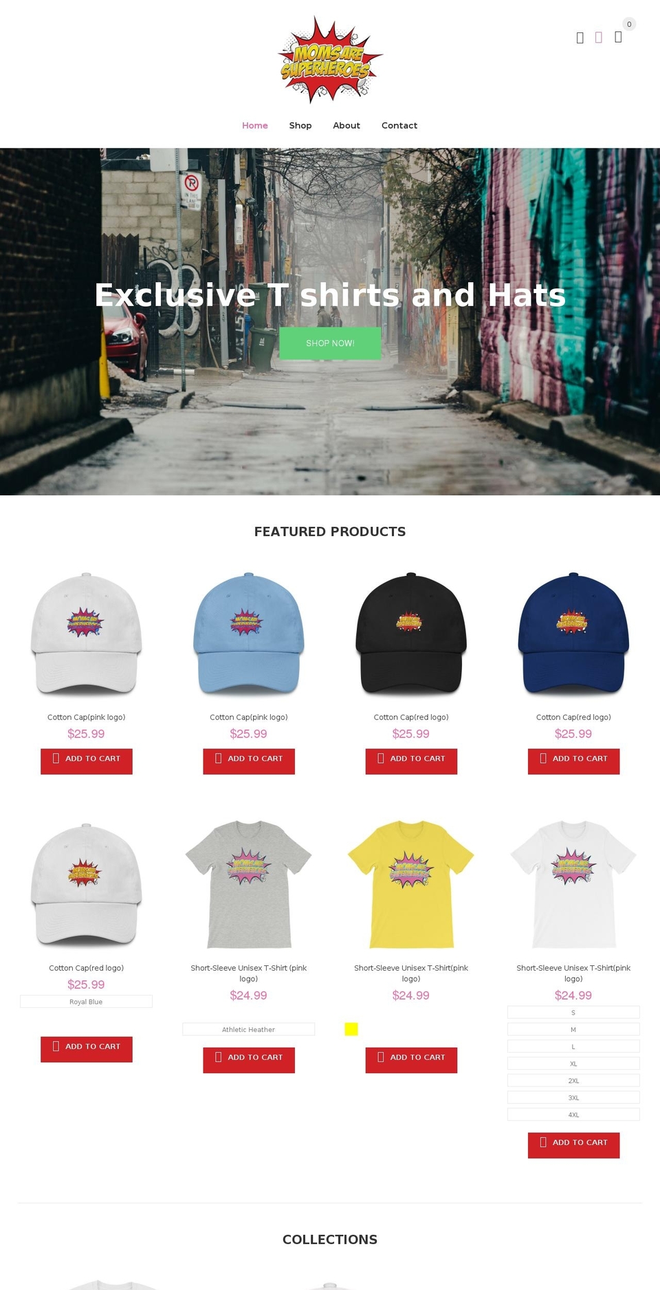 momsaresuperheroes.com — Shopify storefront screenshot
