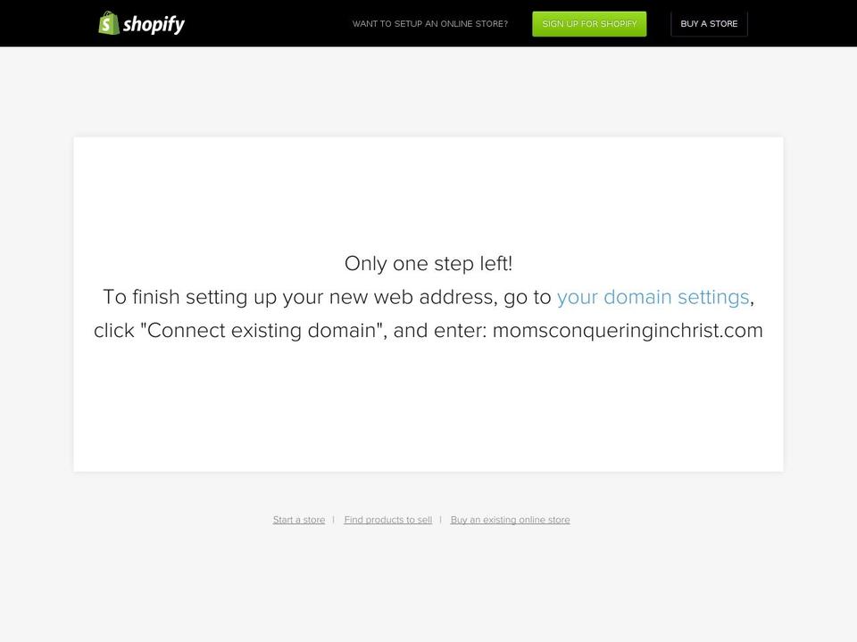 momsconqueringinchrist.com shopify website screenshot