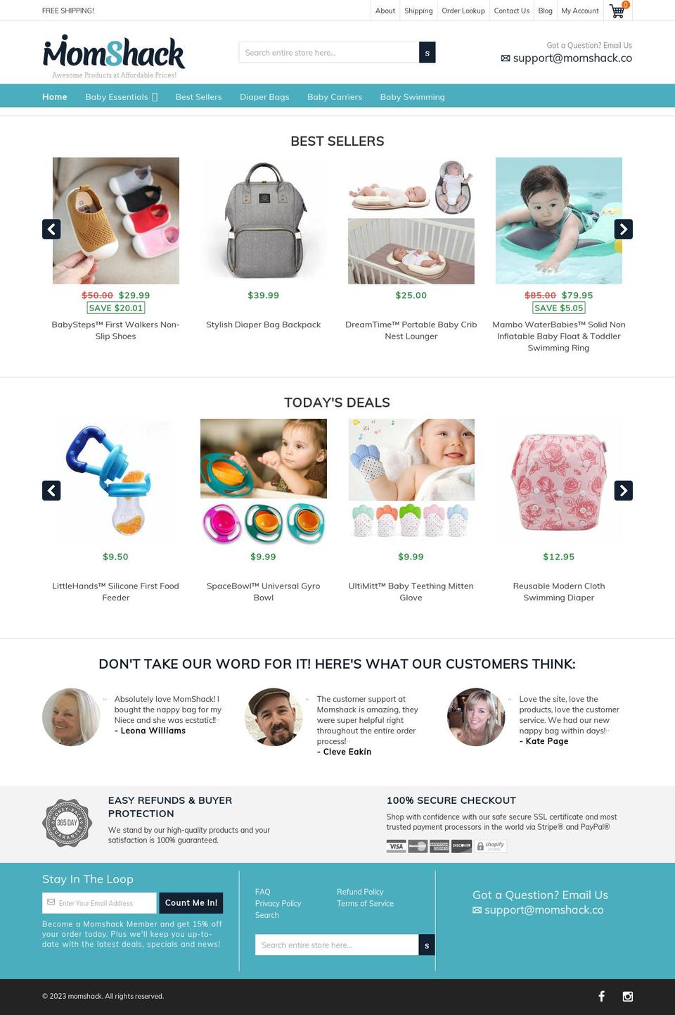 momshack.co shopify website screenshot