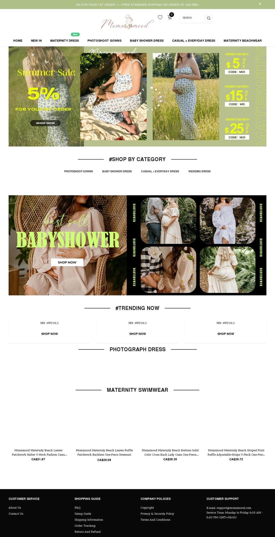 momsmood.com shopify website screenshot