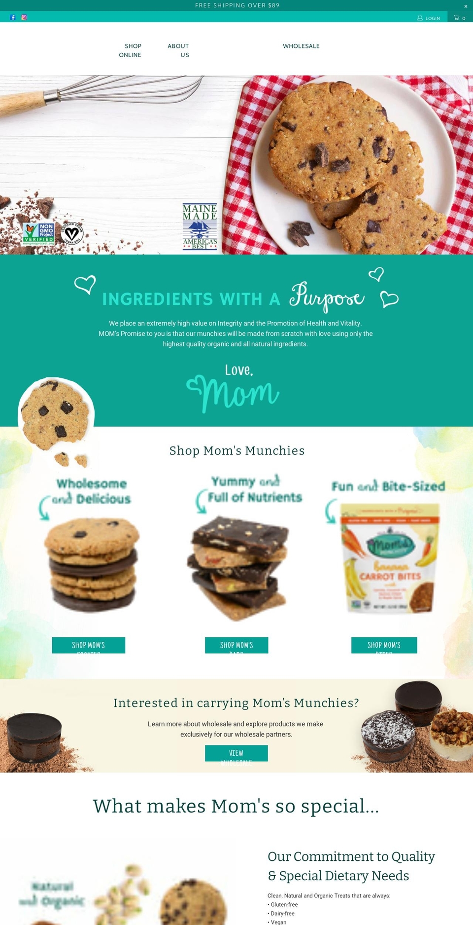 momsorganicmunchies.com shopify website screenshot