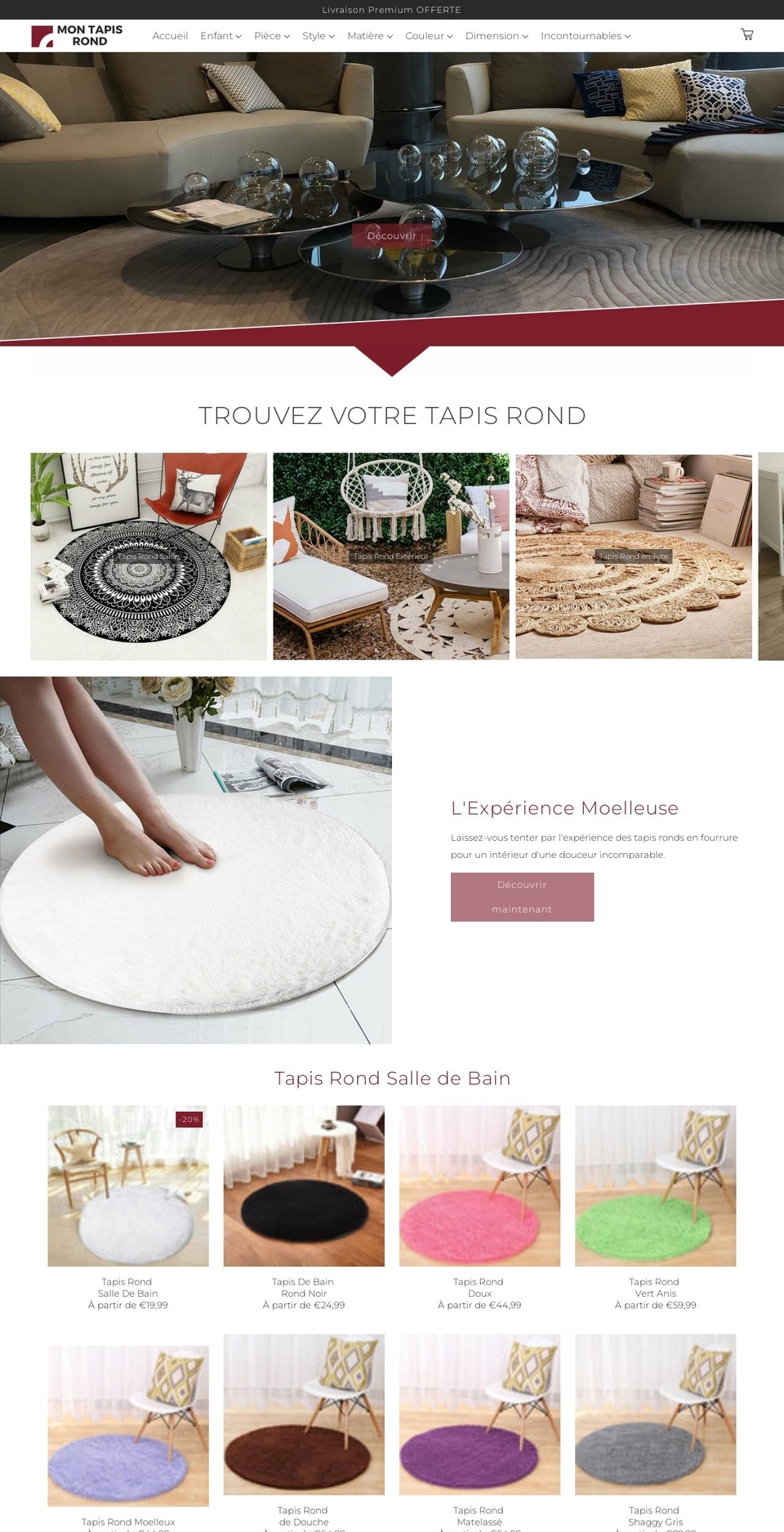 mon-tapis-rond.com shopify website screenshot