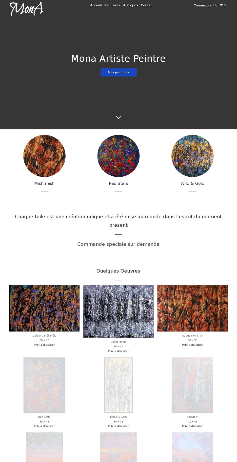 mona-artistepeintre.com — Shopify storefront screenshot