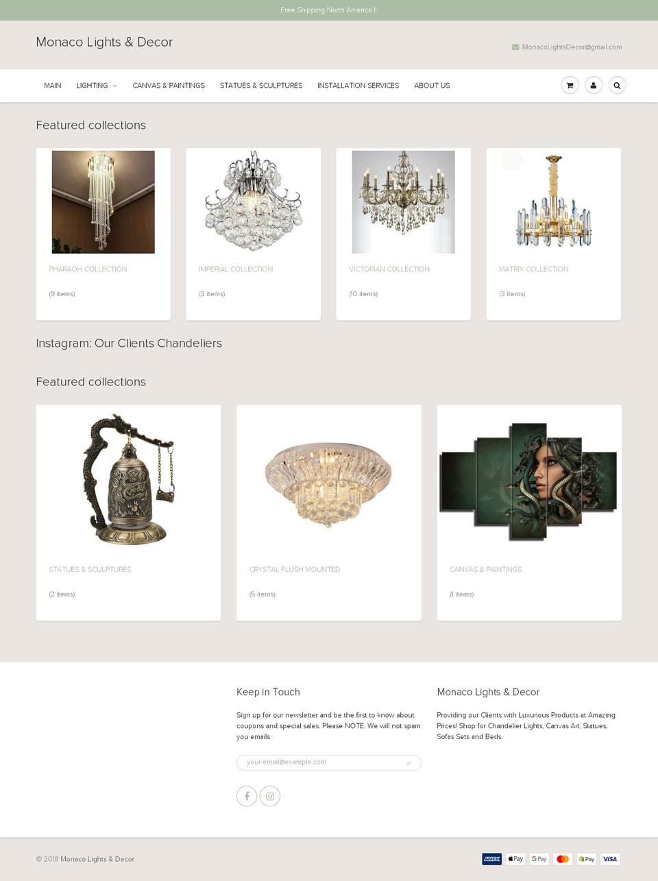 monacolights.com — Shopify storefront screenshot