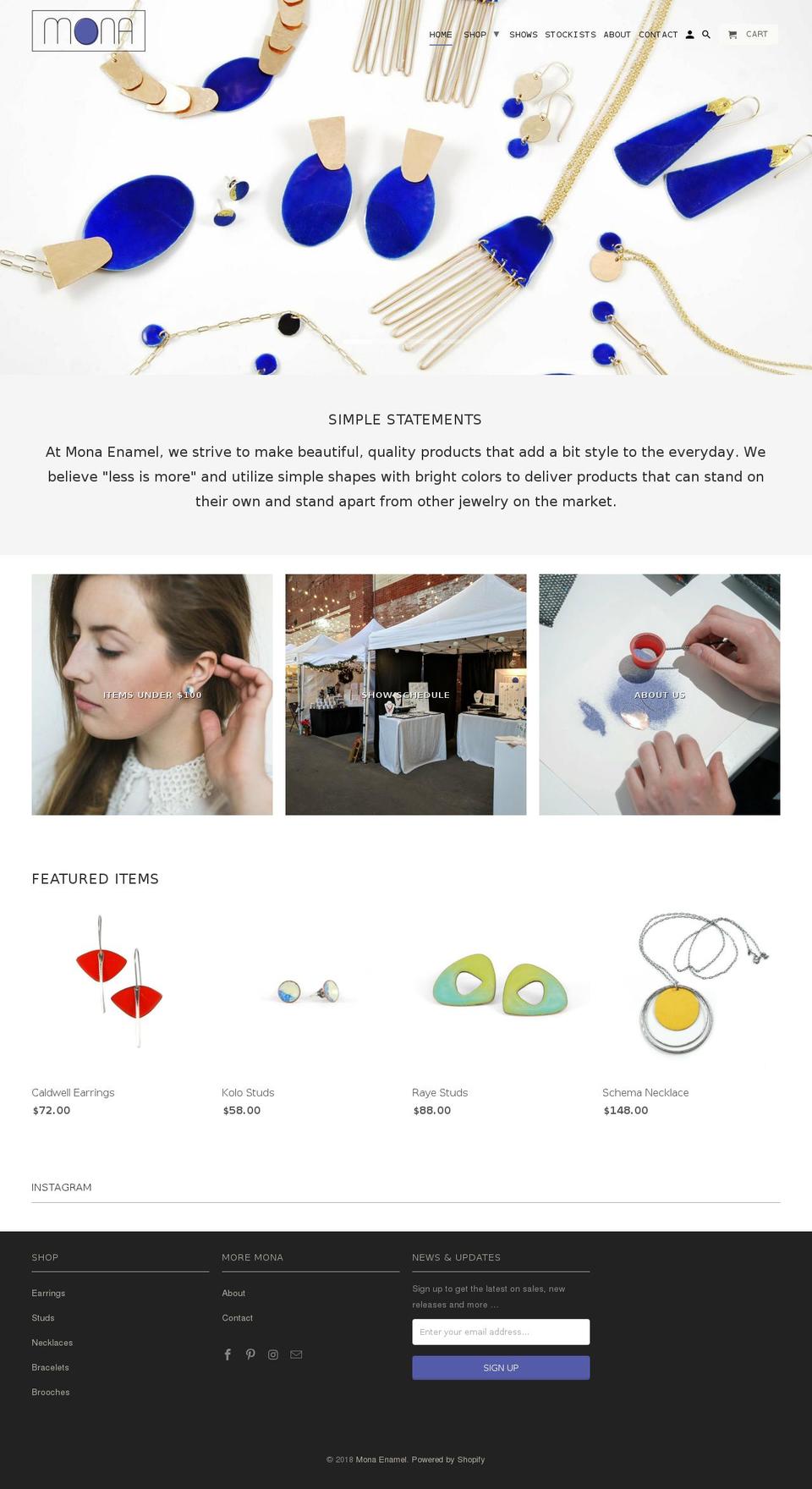 monaenamel.com — Shopify storefront screenshot