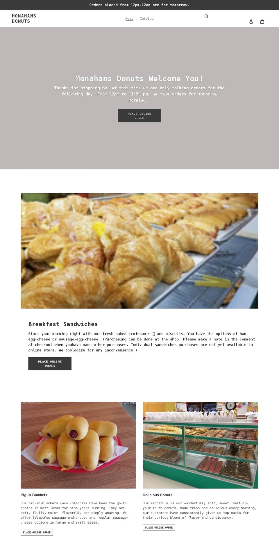 monahans-donuts.myshopify.com shopify website screenshot