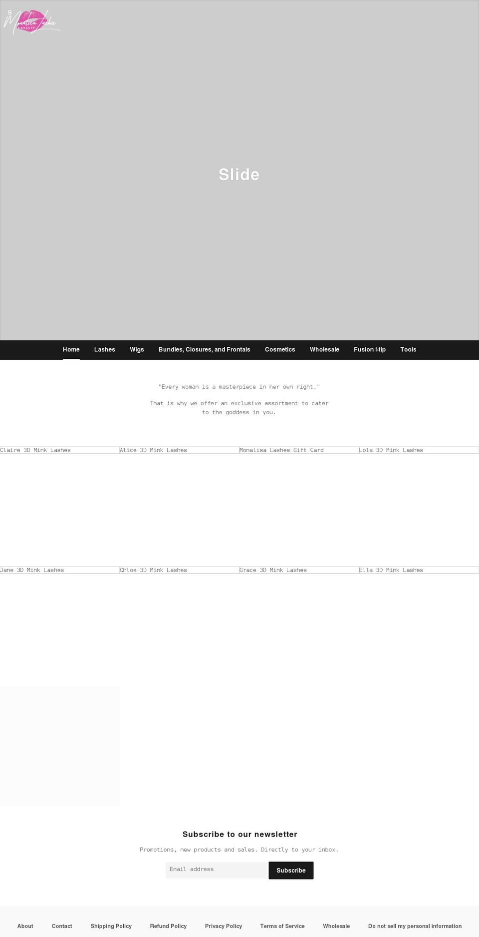 Beauty Theme Shopify theme site example monalisalashes.com