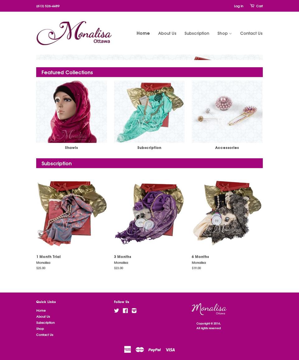 monalisaottawa.com shopify website screenshot