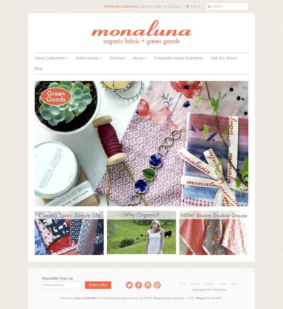 monaluna.com shopify website screenshot