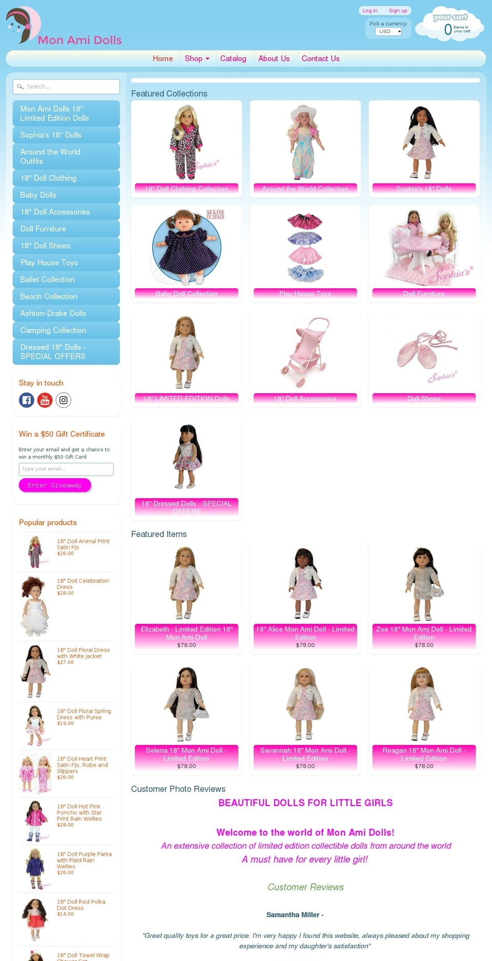 monamidolls.com shopify website screenshot