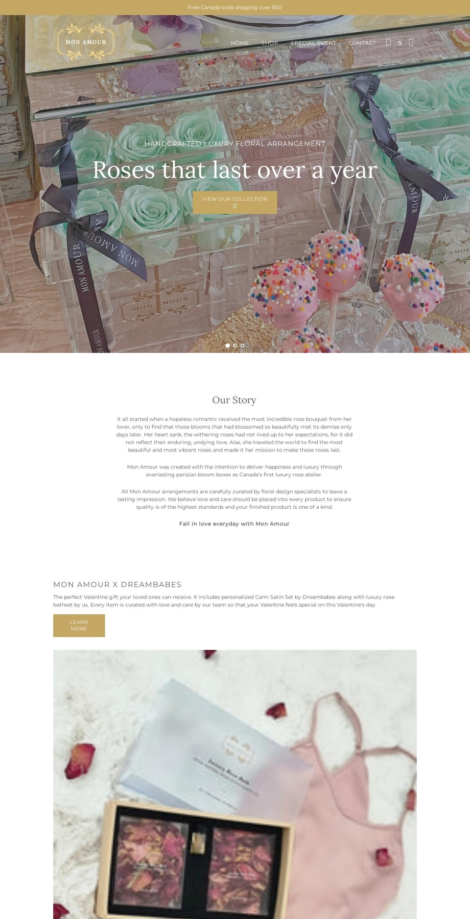 monamourflowers.com — Shopify storefront screenshot