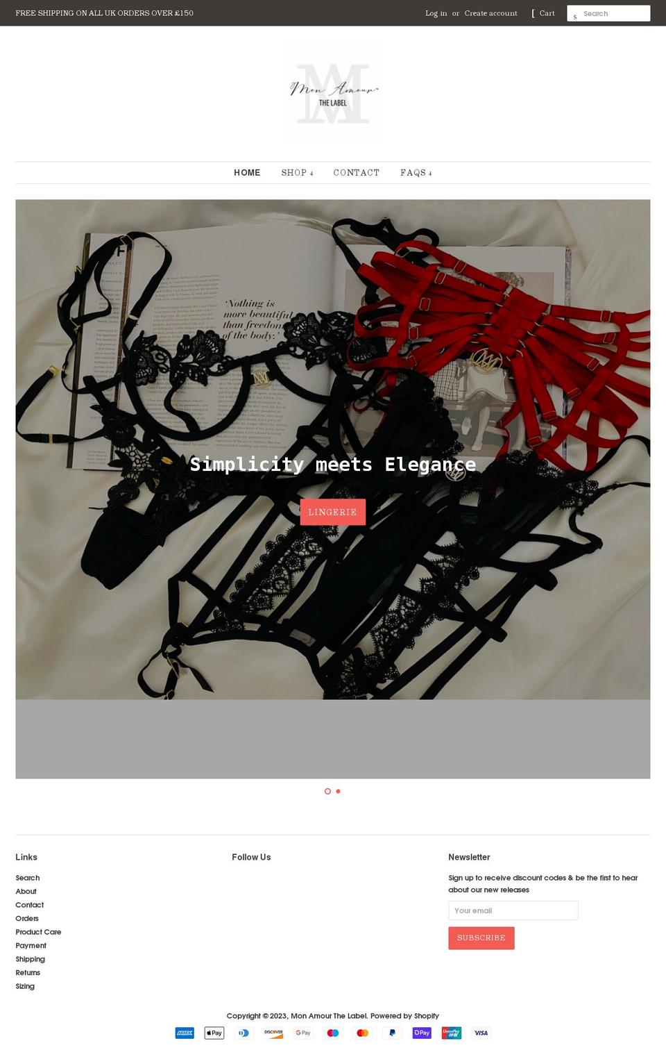 monamourthelabel.com shopify website screenshot