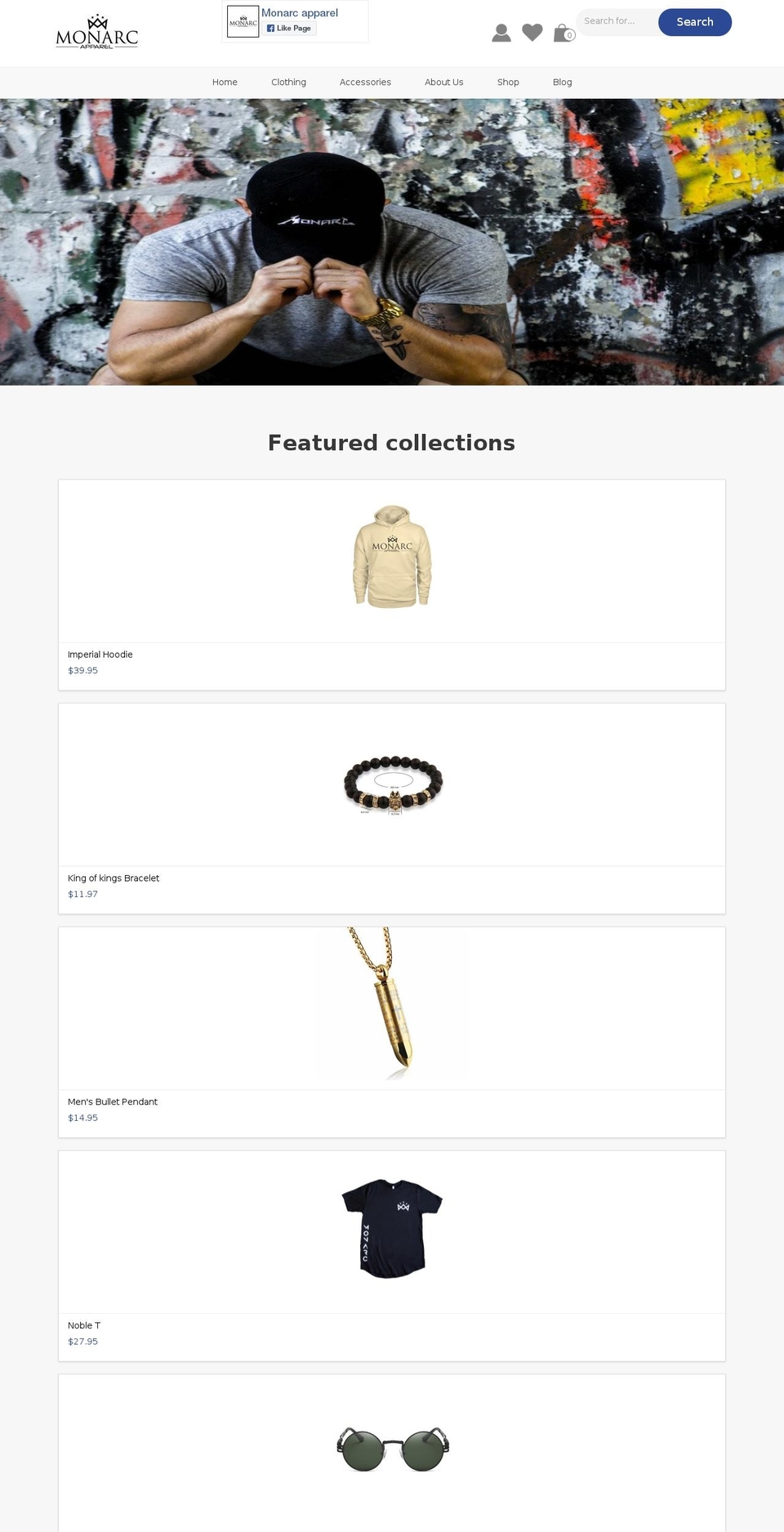 monarcapparel.com — Shopify storefront screenshot